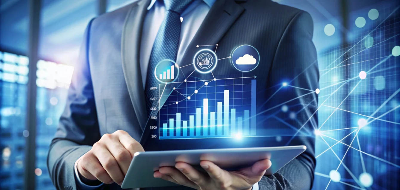 businessman-using-tablet-with-digital-graphics